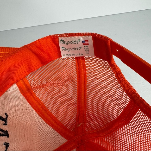 Reynolds Vintage Florescent Orange‎ Baseball Trucker Hat “TopCat 90” Adjustable - Picture 8 of 8